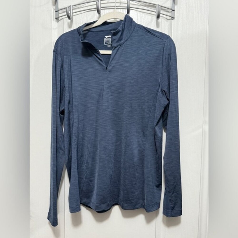 Slazenger quarter zip pullover top women’s XL blue golf athleisure long sleeve
